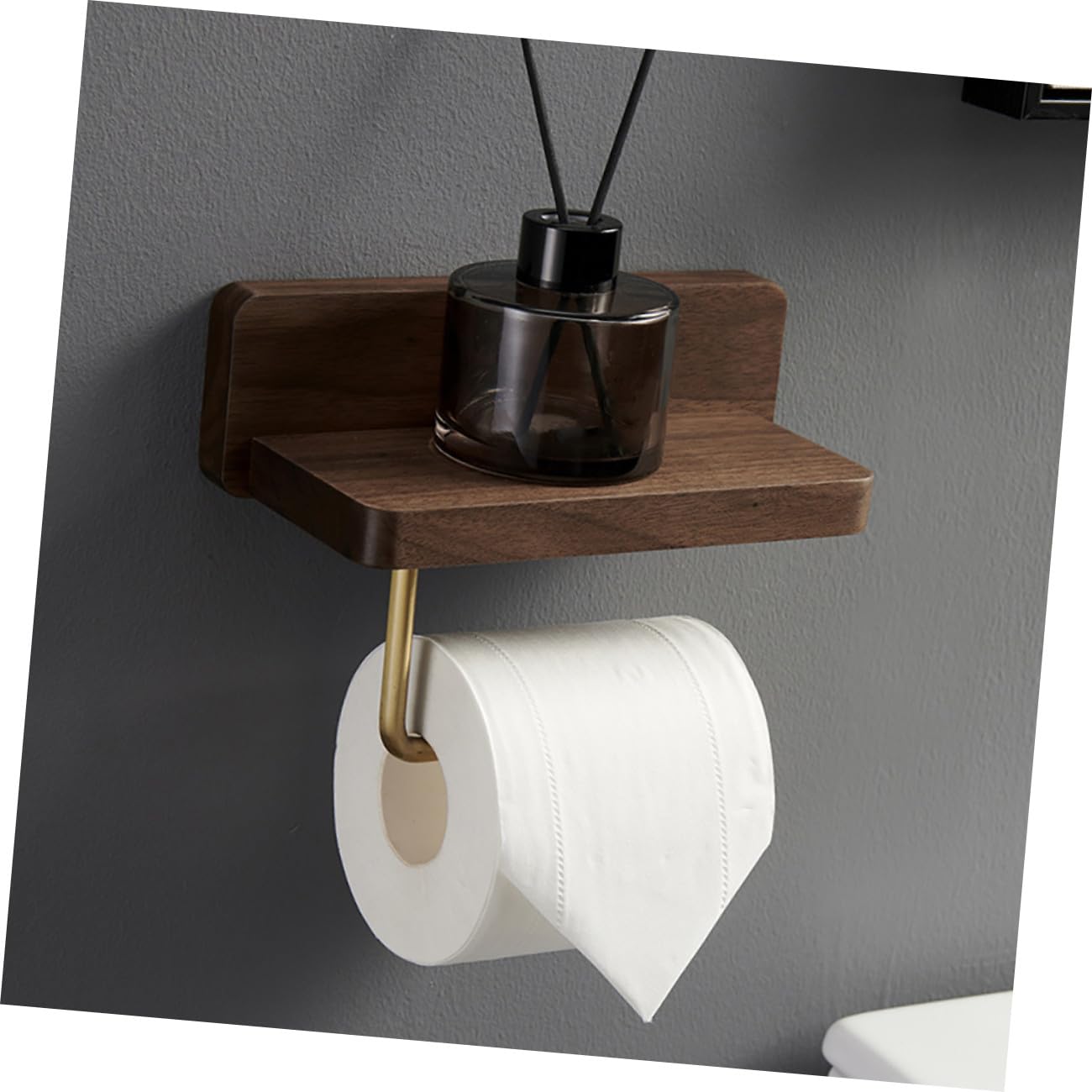Toilettenpapierhalter aus Schwarznuss und Messing 1 Stück