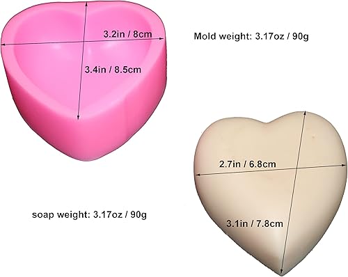 Miniatura 2 de LVDGE Paquete de 2 moldes de silicona en forma de corazón para jabón hecho a mano fabricación de jabón de aromaterapia arte de resina epoxi de