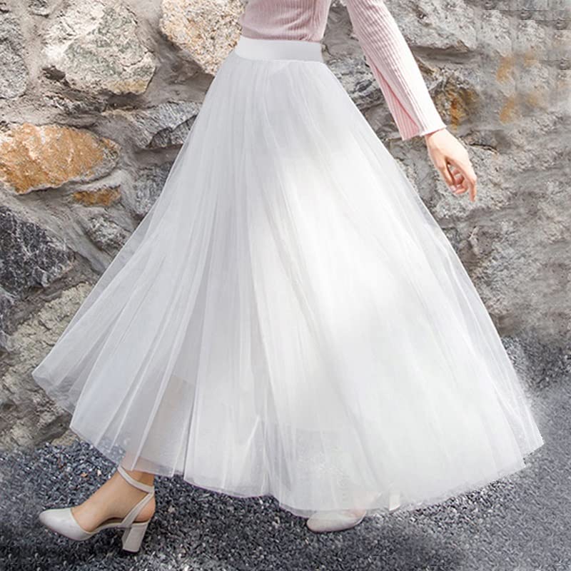Autumn Tulle Skirt Women Elastic High Waist Mesh Skirts Long Pleated Tutu  Skirt Female(AM-code) : Amazon.nl: Fashion