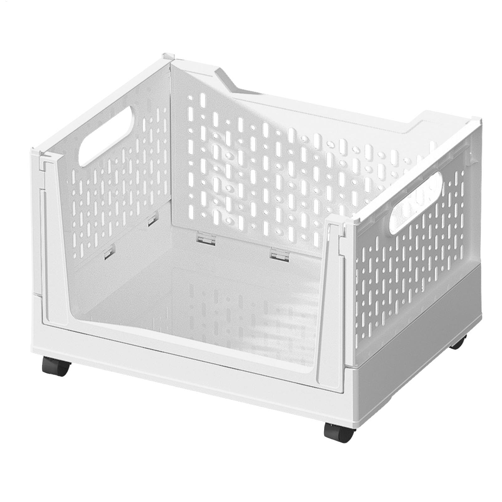 Bacs de rangement roulants avec roulettes et support pliable pour gain de place
