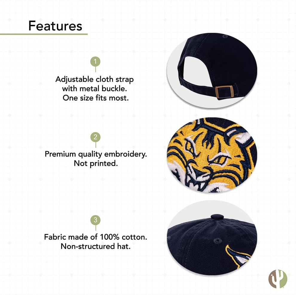 Desert Cactus Quinnipiac University Baseball Hat QU Bobcats Brimmed Embroidered Cap Adjustable Cloth Strap Adult (Style B) Blue - Image 4