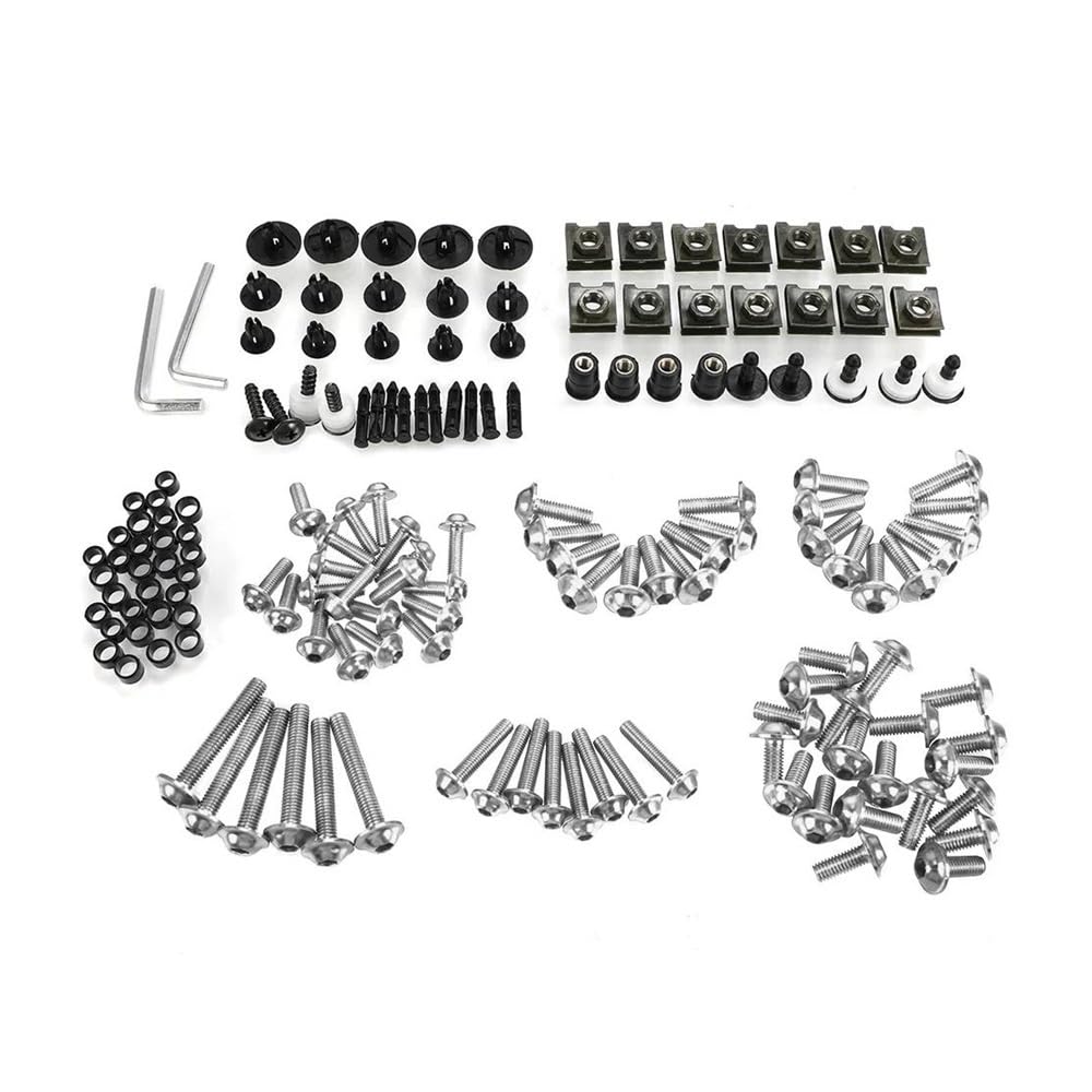 Verkleidungsschraubensatz Für CB500 Für CB500F Für CB500X Für CB599 Für HORNET M6 M5 Verkleidung Schrauben Kit Karosserie Befestigungen Schrauben Mutter(Silver)