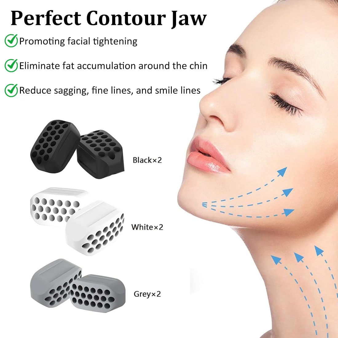 Exerciser Set di 6 Mascella Allenatore Esercizi, Jaw Liner Trainer, Silicone Jaw Exerciser per Uomini e Donne, Jawline Trainer Dispositivo di Rinforzo del Collo Collo Viso Strumento di Masticazione