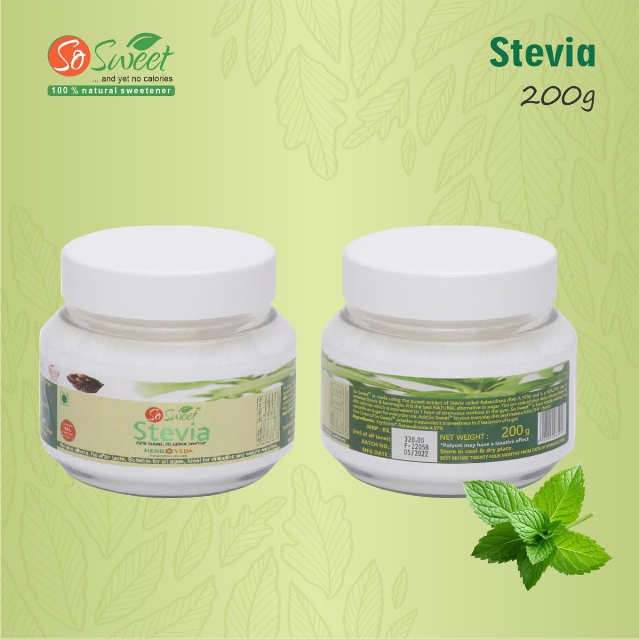 So Sweet Stevia Powder Sugar Free Natural Zero Calorie Sweetener 600gm (Pack of 3) (200g Each) 4