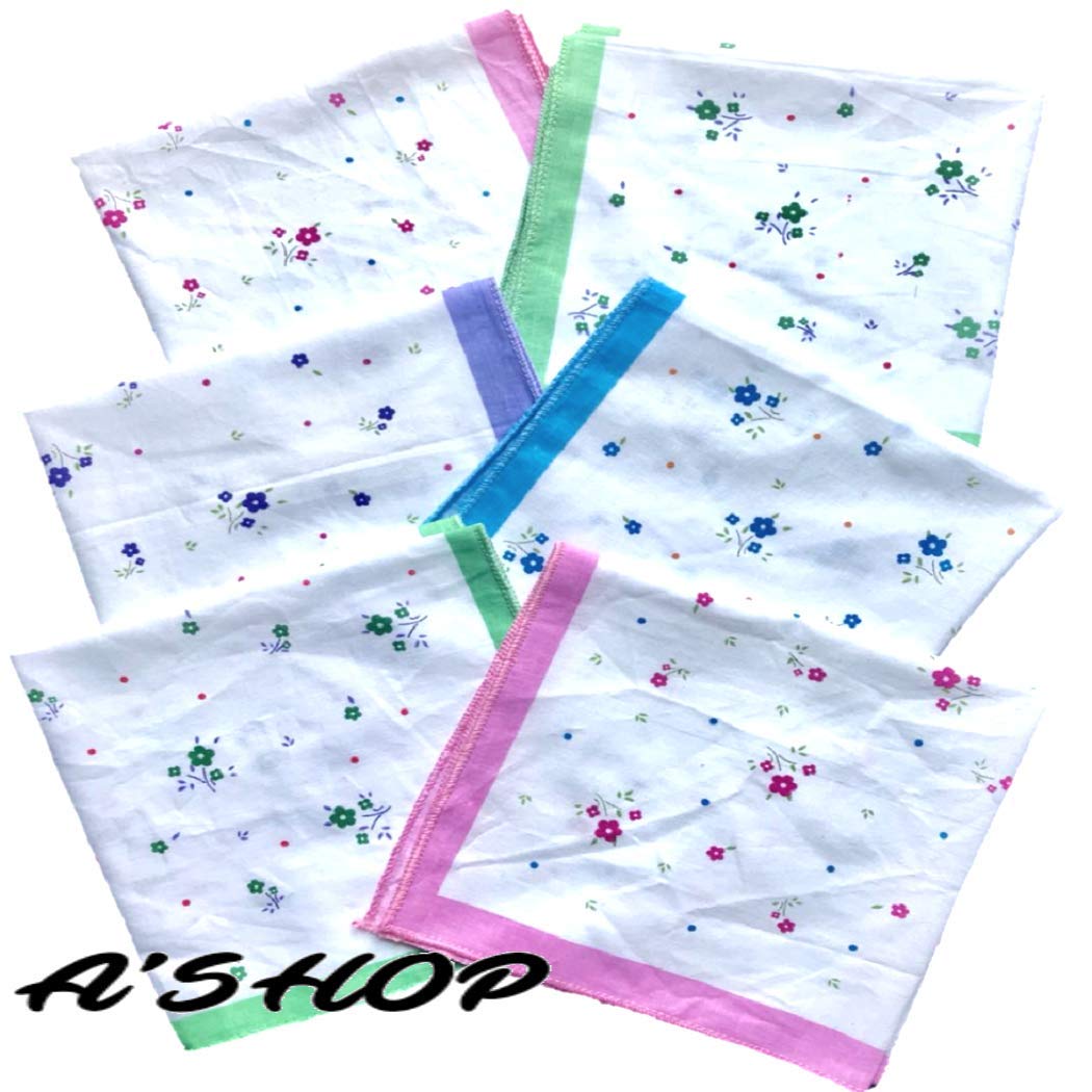 A'SHOP 100% Cotton Bright Printed Floral Multicolored Handkerchief for Kids, Women, Girls(Pack of 6)(Print May Vary) (Multi Coloured)-image-32