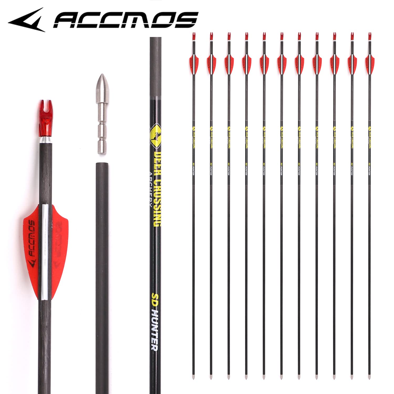ACCMOS ID 4.2mm Freccia in Puro Carbonio 31 Pollici Spine 350 400 500 600 700 800 900 1000 Frecce di Tiro con L'Arco perArco Ricurvo Arco Composto Caccia & Pratica di Tiro 6/12 pz