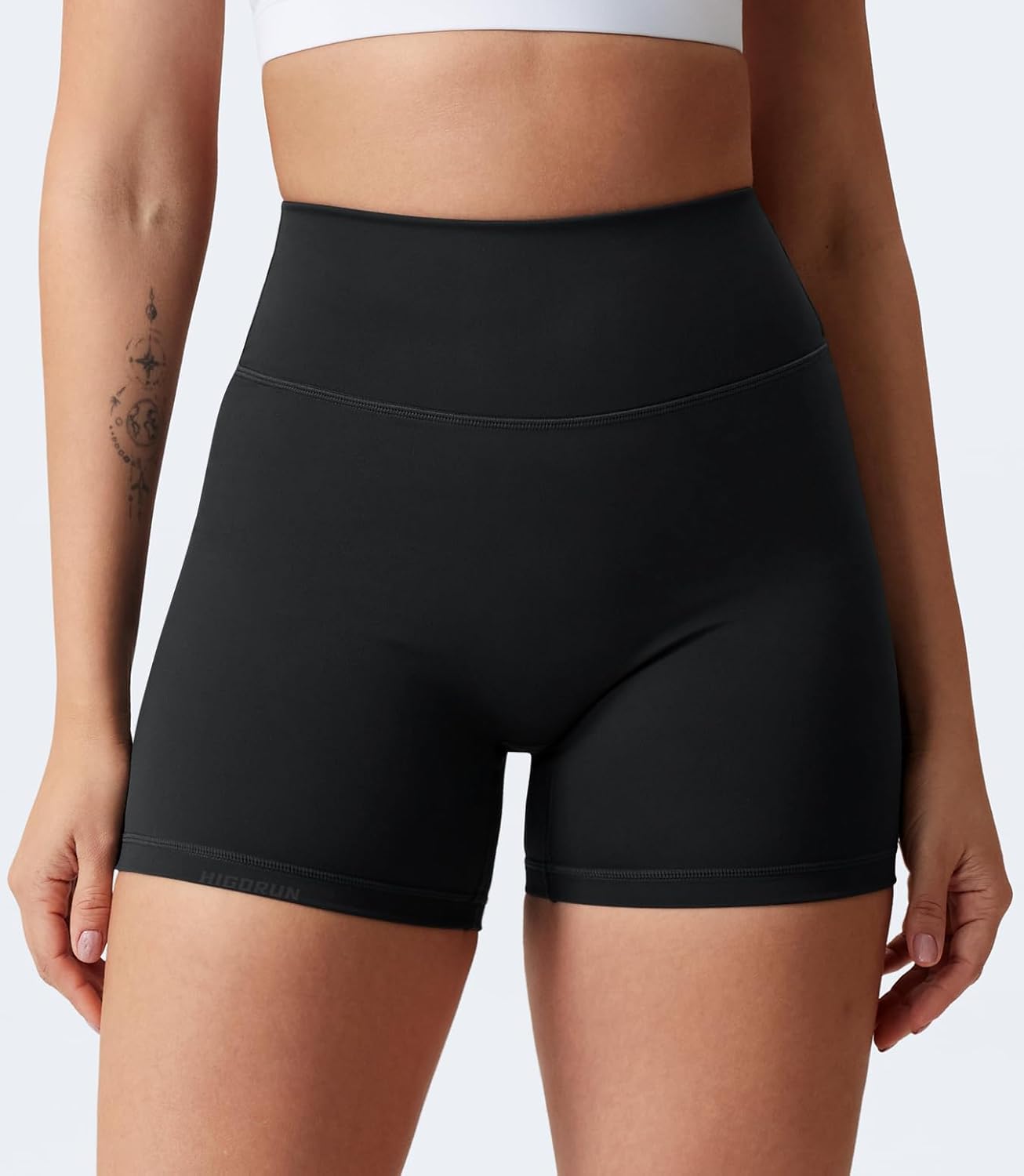 HIGORUN Gym Workout Shorts for Women 4.5" High Waisted Hidden Scrunch Tummy Control Biker Shorts Athletic Running Yoga - Image 2