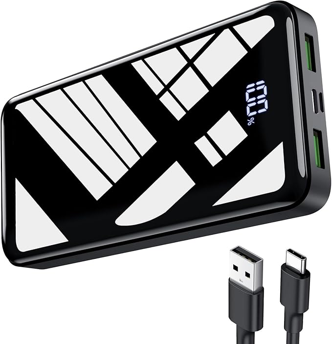 Power Bank 27000mAh, 22,5W PD20W Batería Externa Carga Rápida Powerbank Portátil con Pantalla LED para Teléfonos