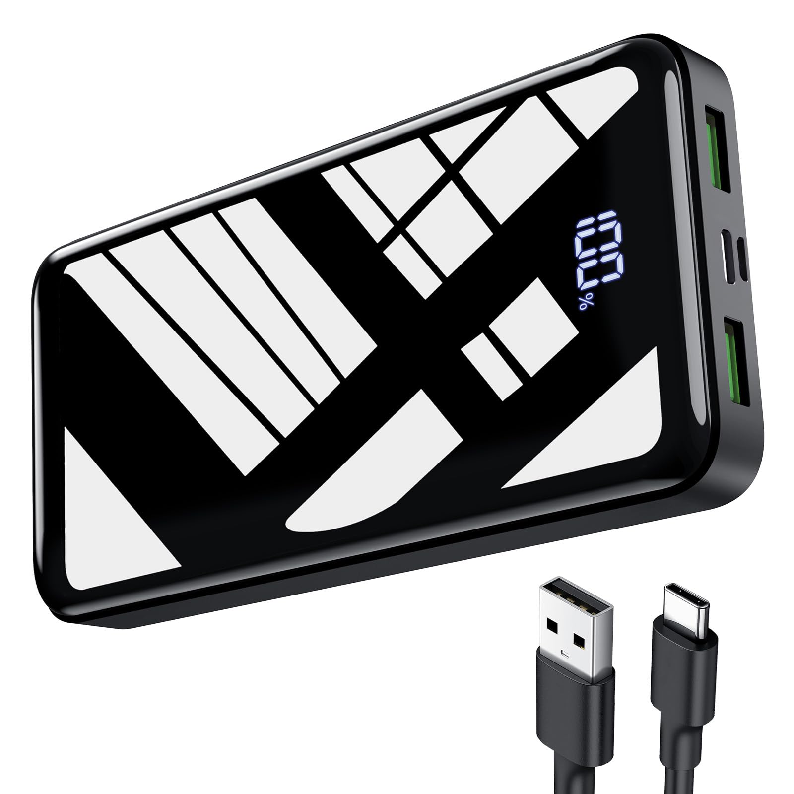 Power Bank 27000mAh, 22,5W PD20W Batería Externa Carga Rápida | Powerbank Portátil, con Pantalla LED, para Teléfonos negro