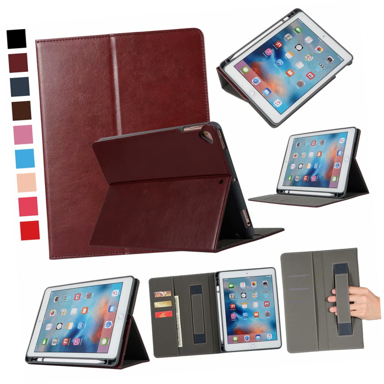 DOITOOL Custodia in Pu per Tablet Rosso Scuro con Protezione Antigraffio e Fori Precisi