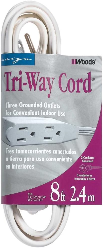 Woods 609 8-Foot Cube Extension Cord with Power Tap, White - - 