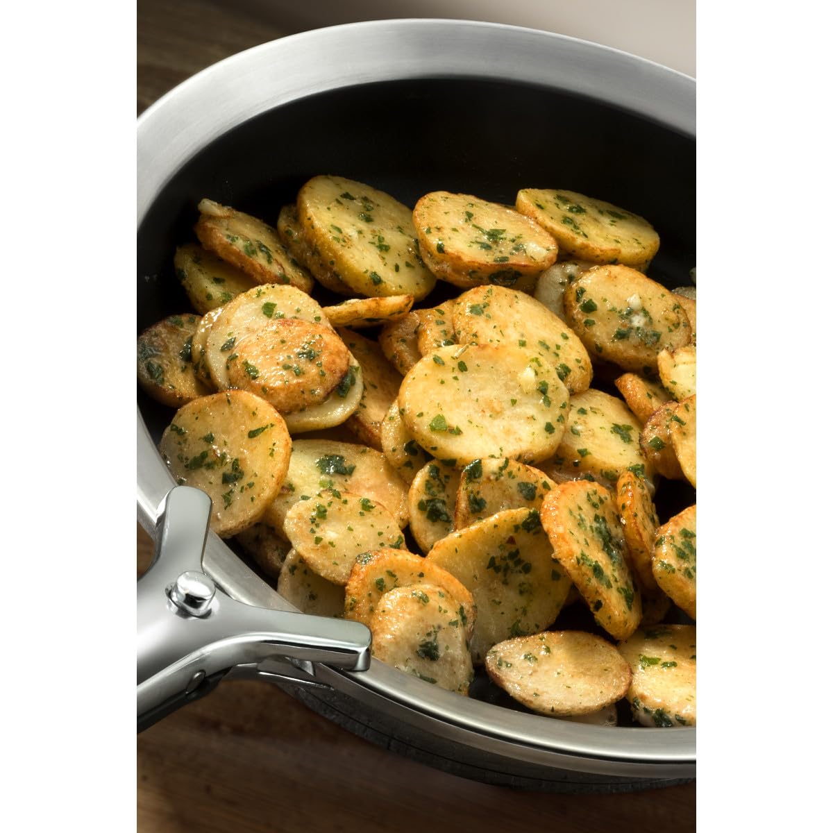 Cuisinox - Ycône - Poêle 24 cm tout inox avec poignée amovible - Fond thermo diffuseur - Compatible tous feux dont induction - Acier Inoxydable 18/1 - Finition miroir - Sans PFOA, PTFE, PFAS