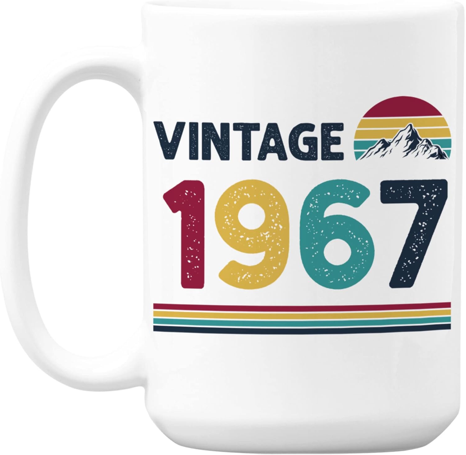 Vintage 1967 feat Retro Sunset with Mountain, Birth Year Coffee & Tea Mug (15oz)