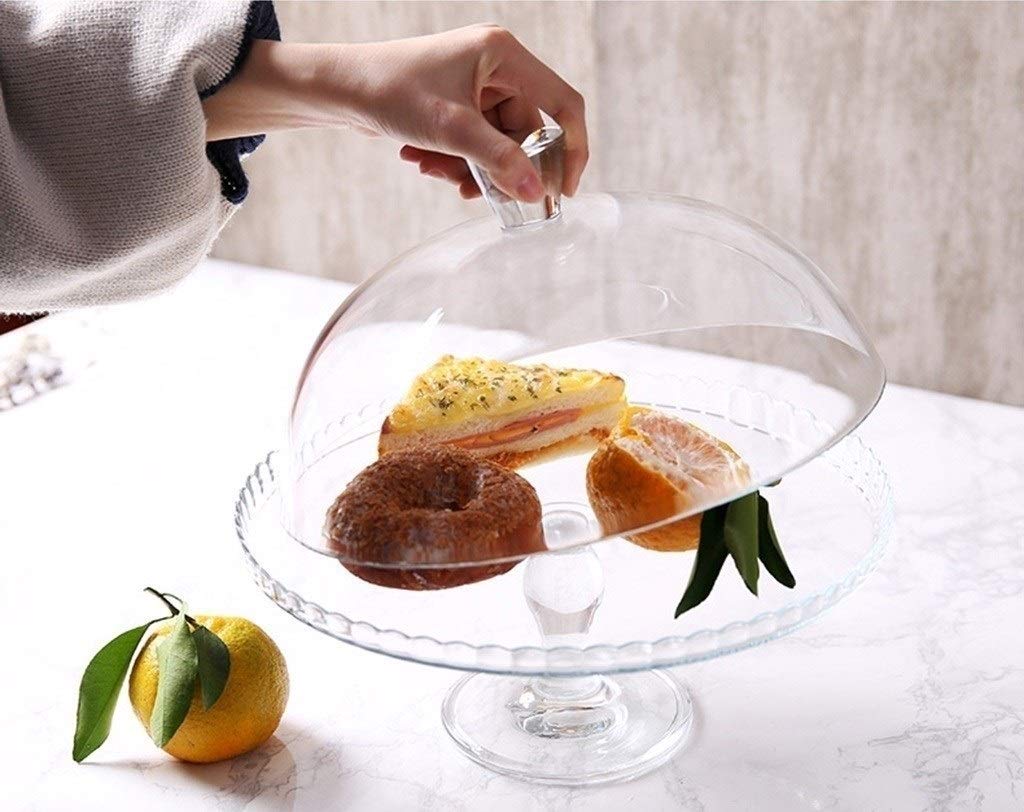 Tapa para el microondas, Molde para Pasteles Grande, Soporte de exhibición de postres de Vidrio Plato de degustación de Pasteles de Boda Servidor de cúpula de Postre de rosquilla 32CM
