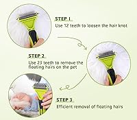 Vista 8 de Pecute Pet Dematting Tool 2 Pack - Double Sided Undercoat Rake & Dematting Comb for Detangling Matted or Knotted Undercoat Hair, Great for Medium or