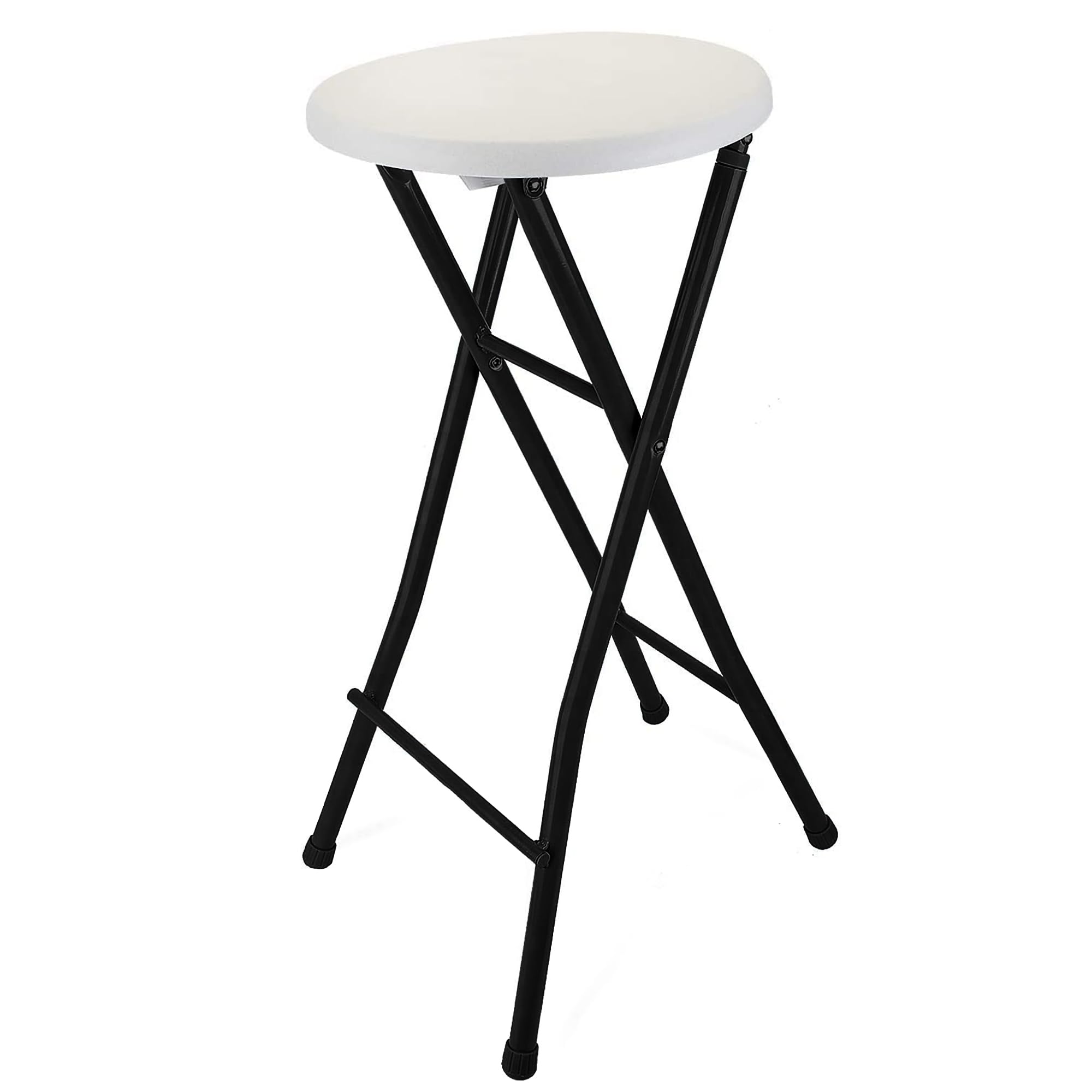 DRULINE Folding Bar Stool 70 cm Stable Heavy Duty 100kg Metal and Plastic Stylish Design in Black/White Perfect for Kitchen, Bar and Events