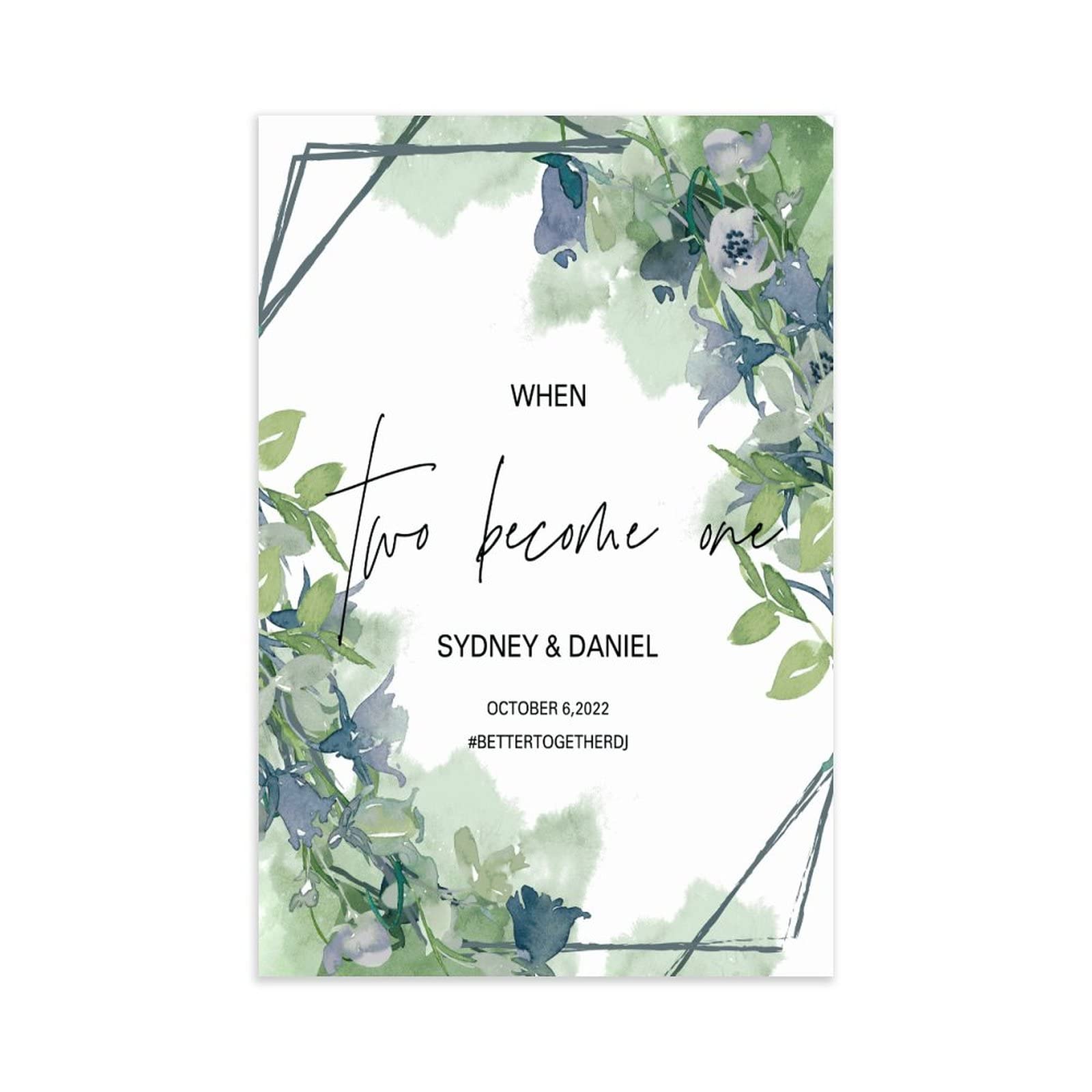 Greenery "When Two Become One Wedding Willkommensschild aus Holz, Hochzeitsschild, Hochzeitseingang, Welcome to Our Wedding, Willkommensfeier, Hochzeitsschilder für Zeremonie, 76,2 x 50,8 cm