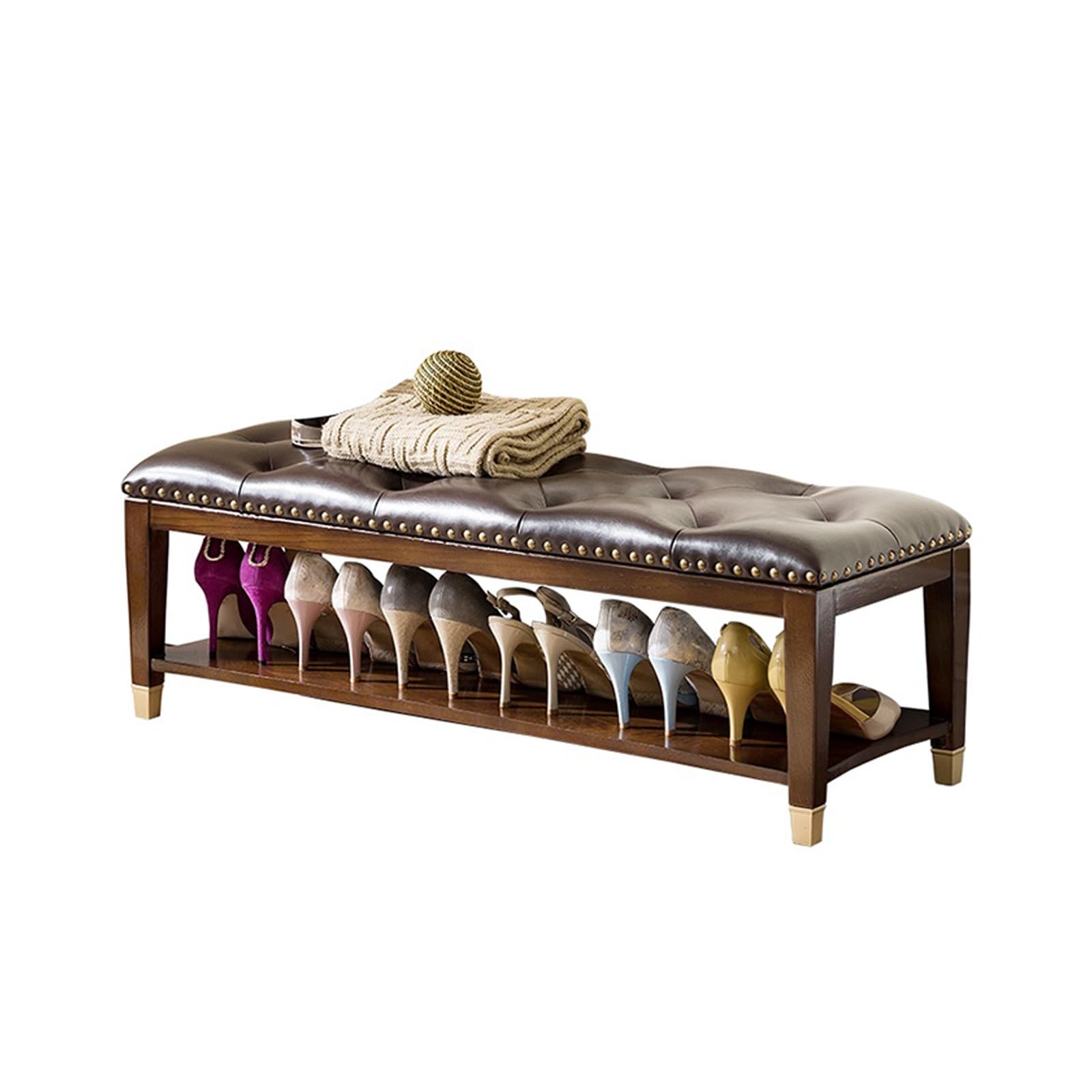Banc à chaussures moderne avec assise rembourrée et étagère gain de place pour entrée épurée