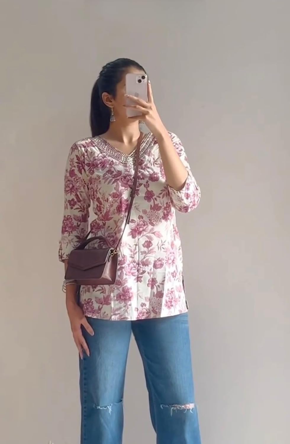 Women’s Rayon Short Kurta with Floral Print, Embroidery Work & Sweetheart Neckline | 3/4 Sleeves Casual Ethnic Tunic Top Women’s Rayon Short Kurta with Floral Print, Embroidery Work & Sweetheart Neckline | 3/4 Sleeves Casual Ethnic Tunic Top