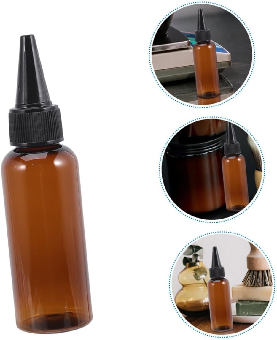 CALLARON 12pcs Hair Dye Applicator Bottle Set 50ml Refillable Squeeze Bottles for Hair Color Application PET Plastic Cap for