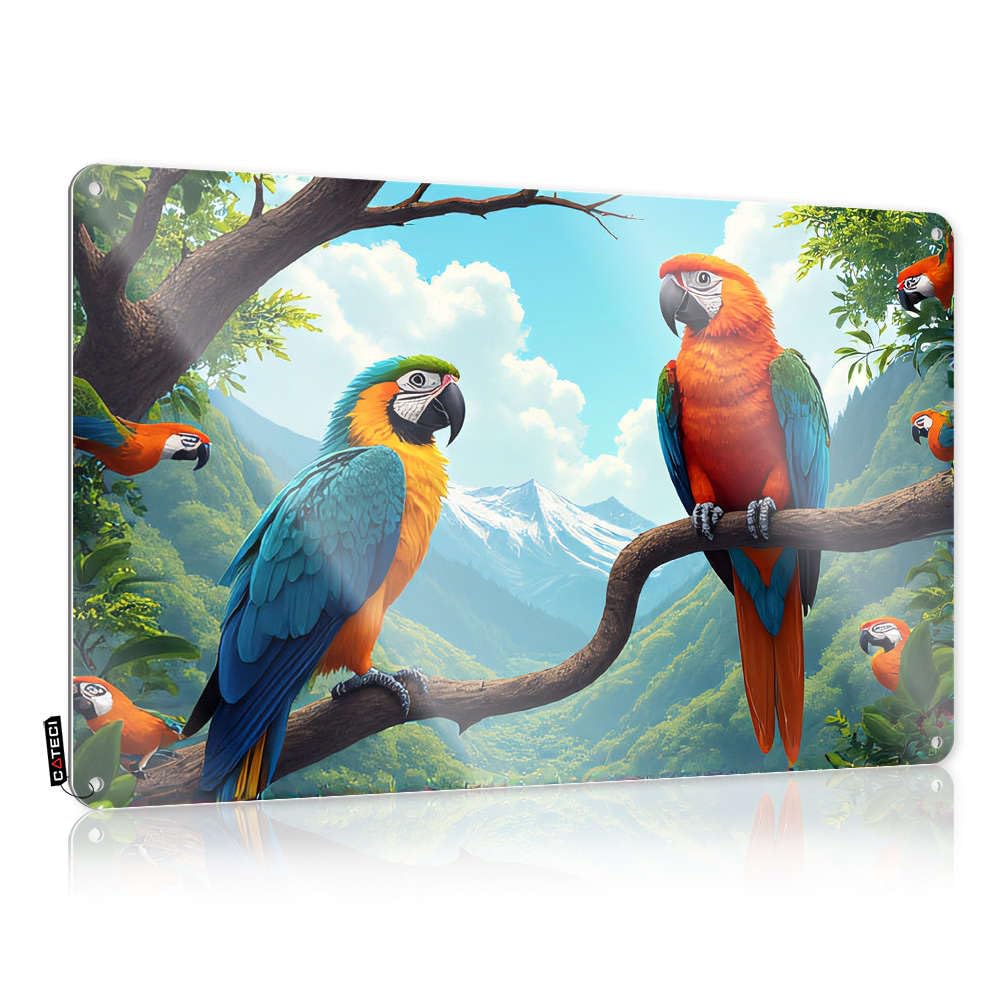 Fzfn Men's Colour Faded Vintage Wall Art, Camper Decor Accessory Colorful Macaws Perched On Branches In A Lush, Mountainous Forest | Farmhouse Patio Bar Decor(30X40cm)