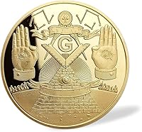 Vista 2 de Masonic Challenge Coin Square Brújula Masón Lodge Mapa Familiar Herramientas de Trabajo