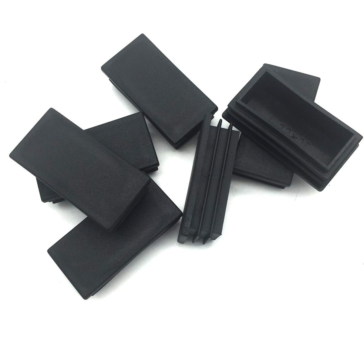 COMOK Rectangle Blanking End Cap Tube Cover Insert 60mm x 30mm Rectangle Tube Inserts Threaded End Blanking Caps Protector 8PCS