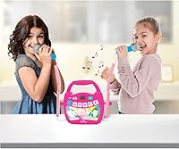 Vista 6 de LEXiBOOK – Disney Princess – Reproductor de karaoke digital portátil para niños – Micrófonos, efectos de luz, Bluetooth, funciones de grabación