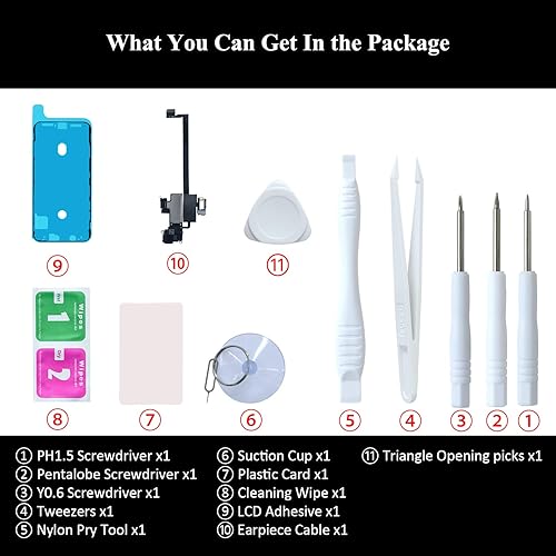 Miniatura 5 de Para iPhone Xs Max Auricular Altavoz y Auricular Pieza de Oído Sensor de Luz de Proximidad Cable Flex con Herramientas de Reparación Compatible con