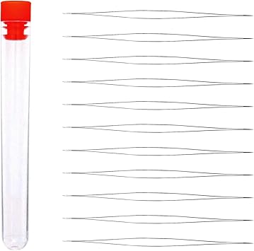 Huwujiu 12pcs Big Eye Beading Needles With Storage Bottle - Stainless Steel Collapsible Needles For Jewelry Making