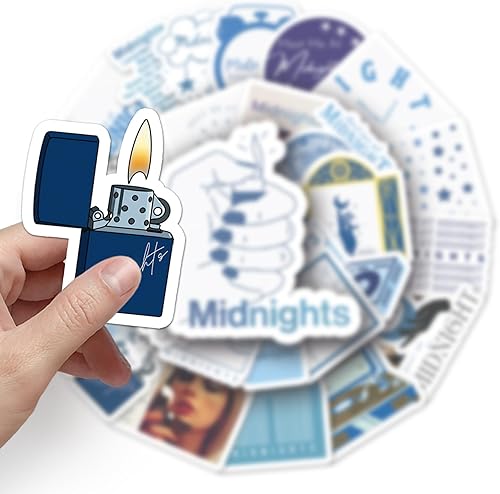 Miniatura 5 de 50 calcomanías impermeables inspiradas en álbumes de medianoche, calcomanías de música country vintage con letras y guitarras - Juego de vinilo