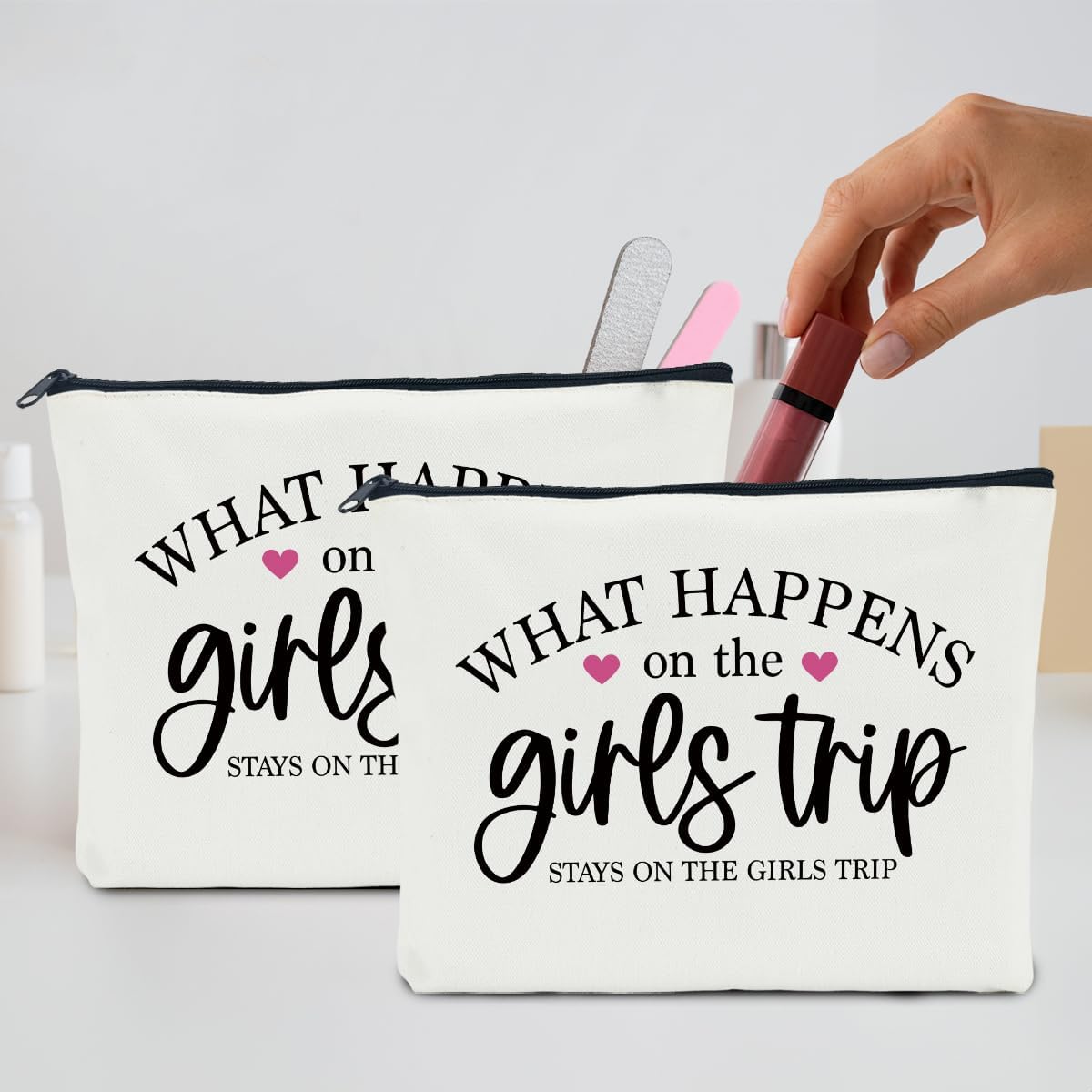 2 Pcs Girls Weekend Gifts for Women Girls Trip Gifts Favors Makeup Bag Cosmetic Bag Bestie Gifts Weekend Bag Coin Purse for Female Lady Girl Daughter Friend Coworker Niece Vacation Christmas Birthday - Image 5