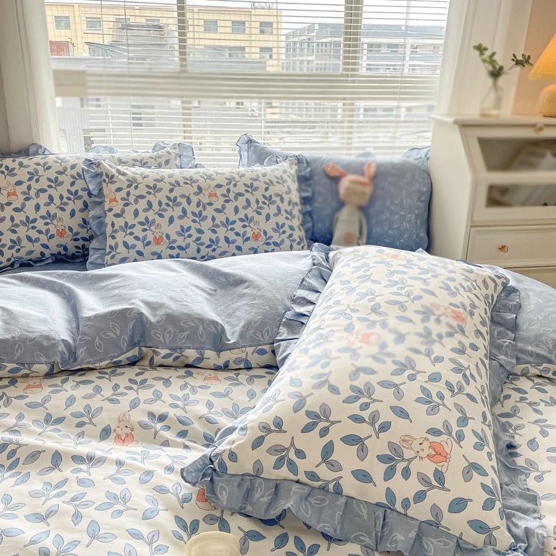 Ropa de cama de algodón de 4 piezas con encaje de estilo princesa elegante 3