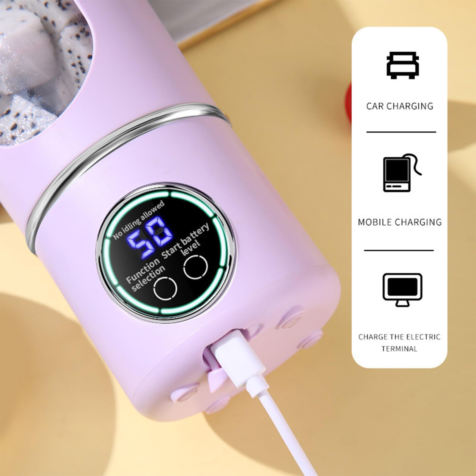 Batidora Eléctrica Portátil de Vaso Batidora de Frutas Recargable por USB | Licuadora Personal para Batidos para Hombres, Mujeres, Adultos, Cocina,