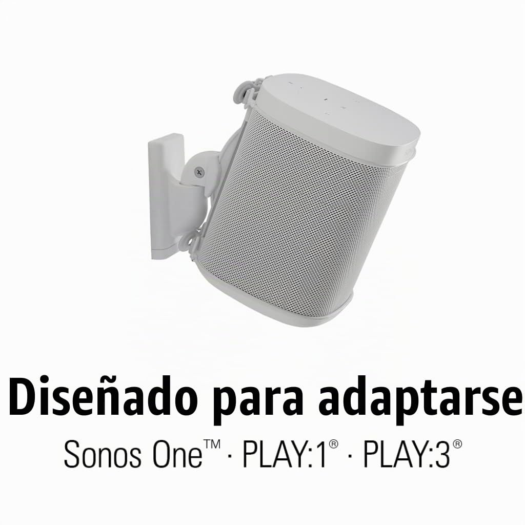 Sanus Soportes de Pared Ajustables para Altavoces diseñados para SONOS One, Play:1 & Play:3 – Par (Blanco)