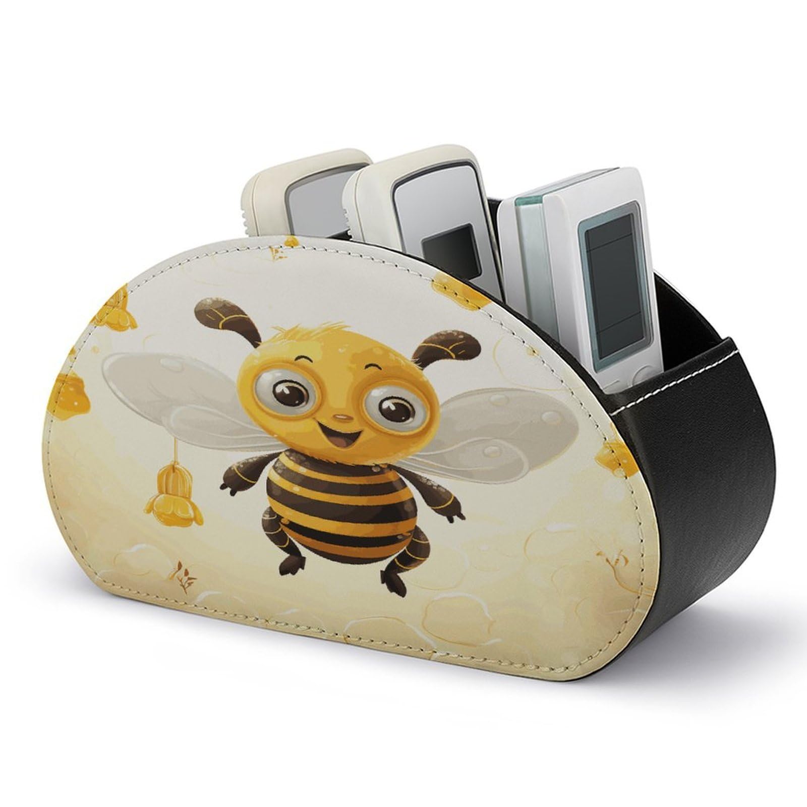 Btcowzrv Style Cute Bees Honey Remote Control Holder With 5 Compartments