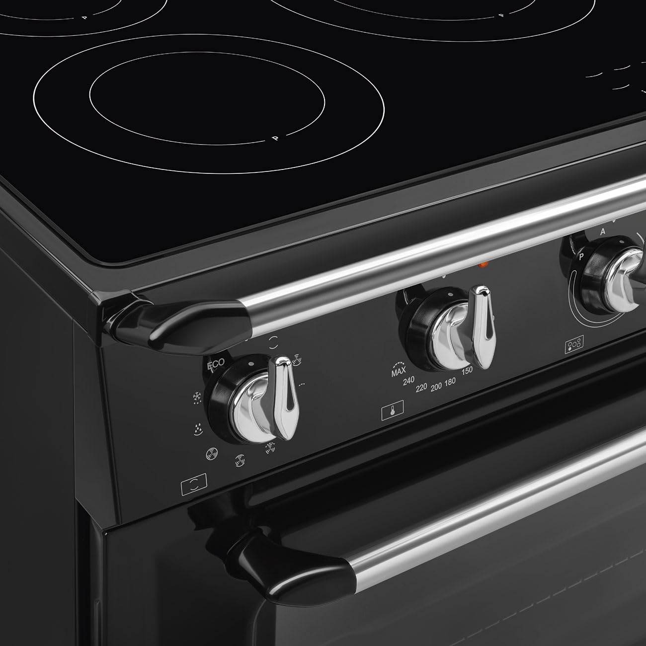 Smeg TR90IMBL - Cocina de acercamiento, línea Vittoria, 90 x 60 cm, placa de inducción, horno eléctrico de 115 litros, color negro brillante, clase energética A