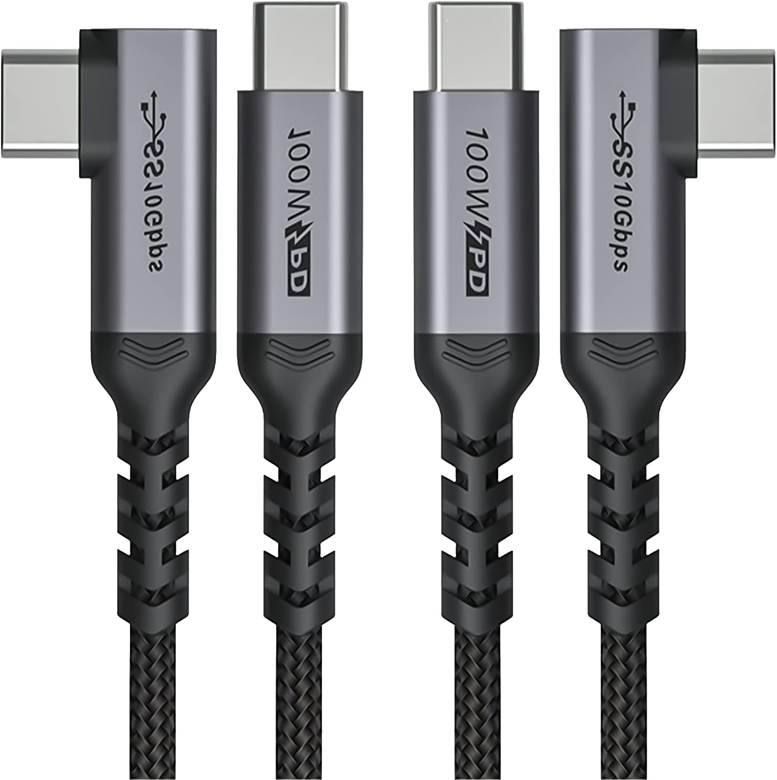 USB C to USB C Cable 100W,[2-Pack 6.6ft Right Angle] USB 3.1 Fast Charging Cord 90 Degree 20V/5A Type C PD Cable Compatible for iPhone 15/15 Plus/15 Pro/15 Pro Max/MacBook Pro 2022