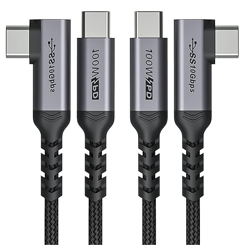 Miniatura 12 de Cable USB C corto de 100W 3.1 ángulo recto [1.5 pies, 2 paquetes], carga rápida de 5A, cables con chip E-Marker de datos de alta velocidad 10Gbps,