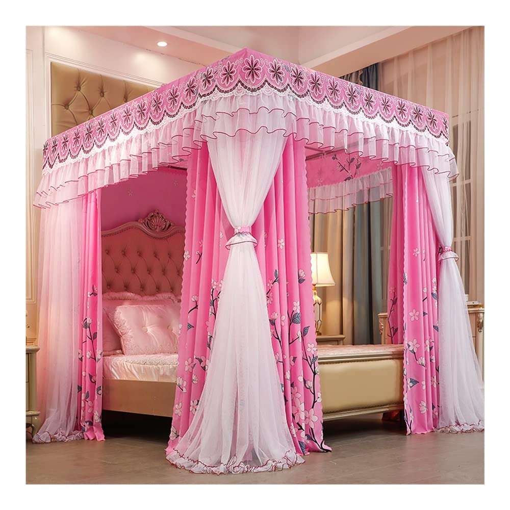 GTHTUHFD Mosquito Net For 1.8M/6Ft Bed, 4 Pole Support Luxury Bed Canopy, Bedroom Decorative Blackout & Dust Proof Bed Curtain,Style 18-1.8x2x2m
