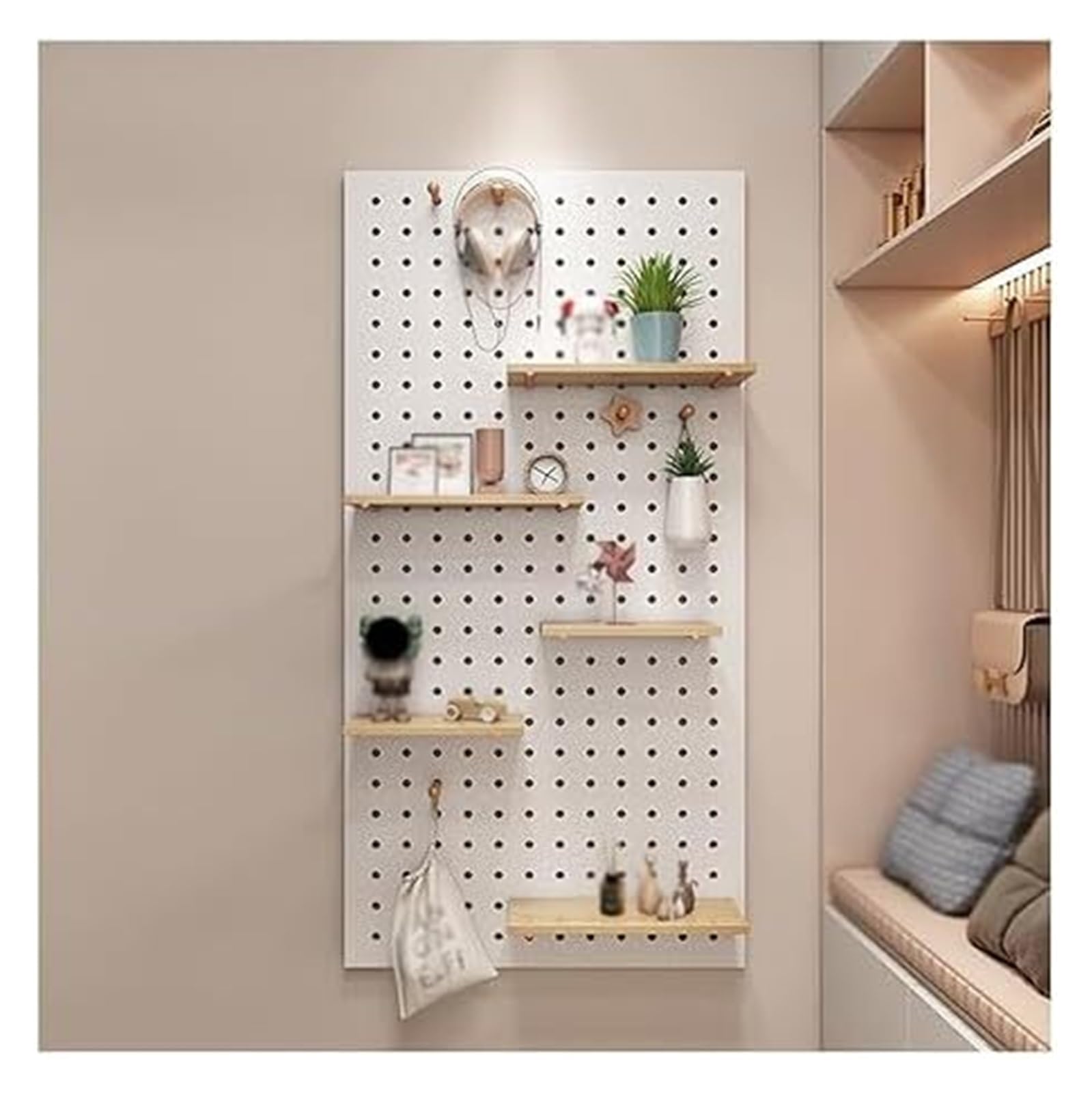 Peg Board,Pegboard Panels, Wooden Pegboard Organizer Kit - Wall Organiser Pegboard Perfects for Home Office Garage(White-a)