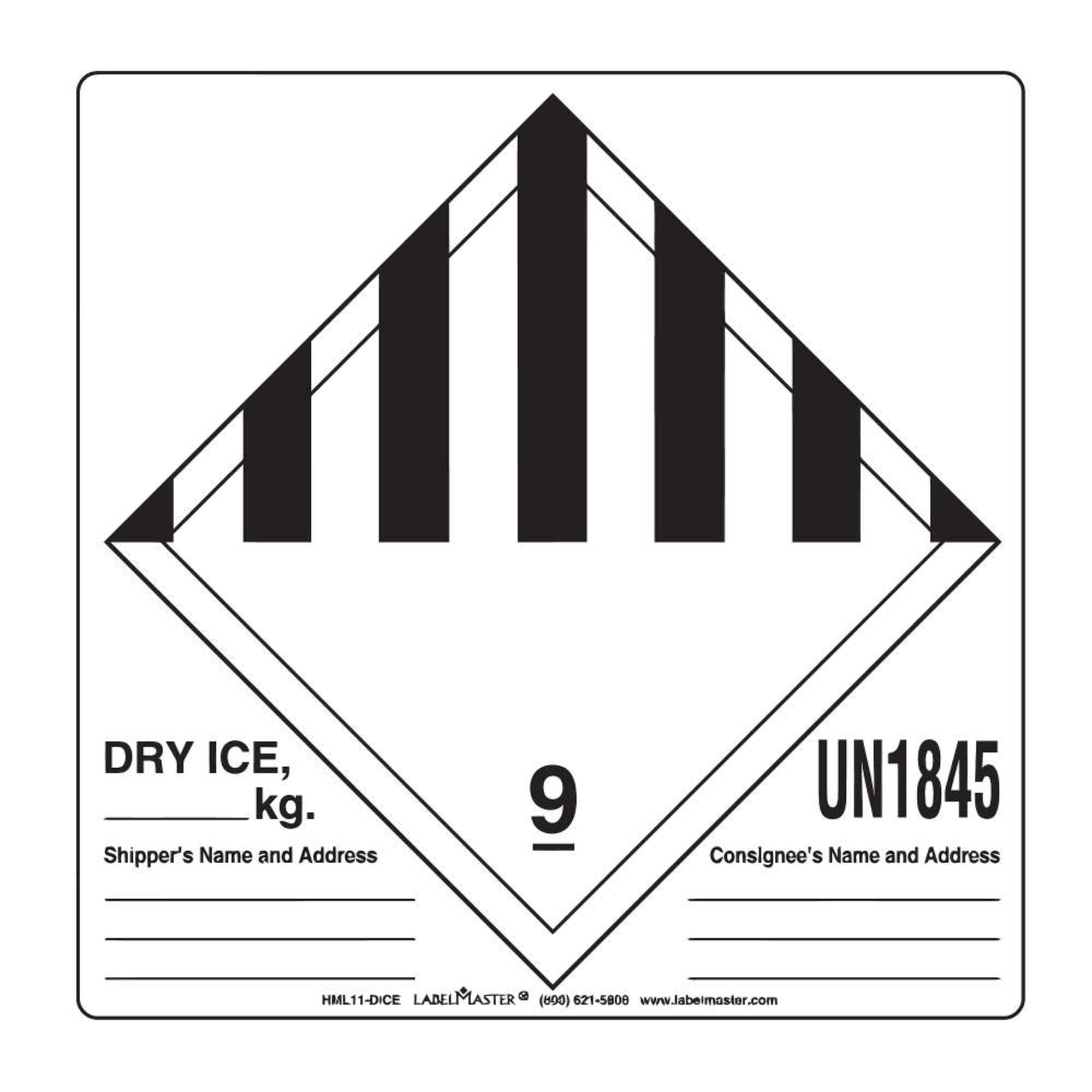 Labelmaster HML11-DICE Dry Ice Label, Hazmat, 4.75" x 4" (Pack of 500)