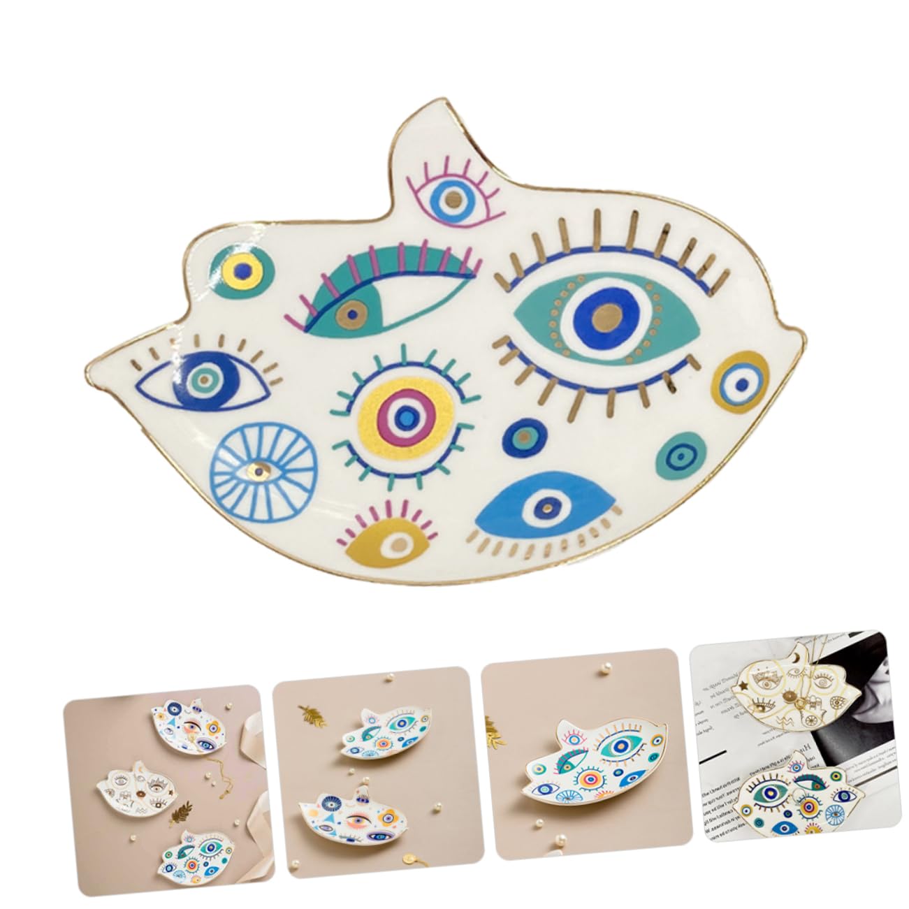 PRETYZOOM 5st Kreatives Vogelaugen-tablett Obstschale Ringe Deckel Schmuckteller Tablett Korb Dekorativ Halter Silber Marmortablett Größer Ausstellungsstand Band Kettenständer Fangen Keramik