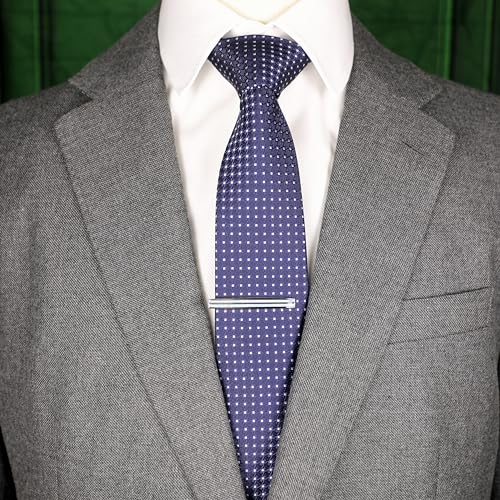 Silver Tone Dual Blue Mother of Pearl Stone Tie Clip With Gift Box3