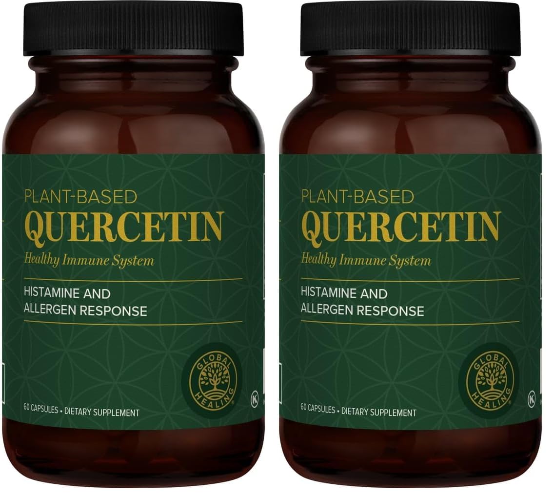 Global Healing Center Quercetin 250 mg Supplement to Support Immune System, Includes QuerceFIT Without Bromelain & Zinc (60 Capsules) (Pack of 2) 60 Count (Pack of 2)