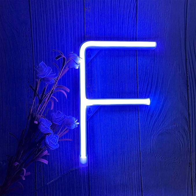 Neon Letter Lights LED Blue Neon Signs 26 Alphabet Sign USB/Battery Powered Creative Night Lamp Decor for Home Party Christmas Wedding Festival Light for Graduation (Letters F) — image 1