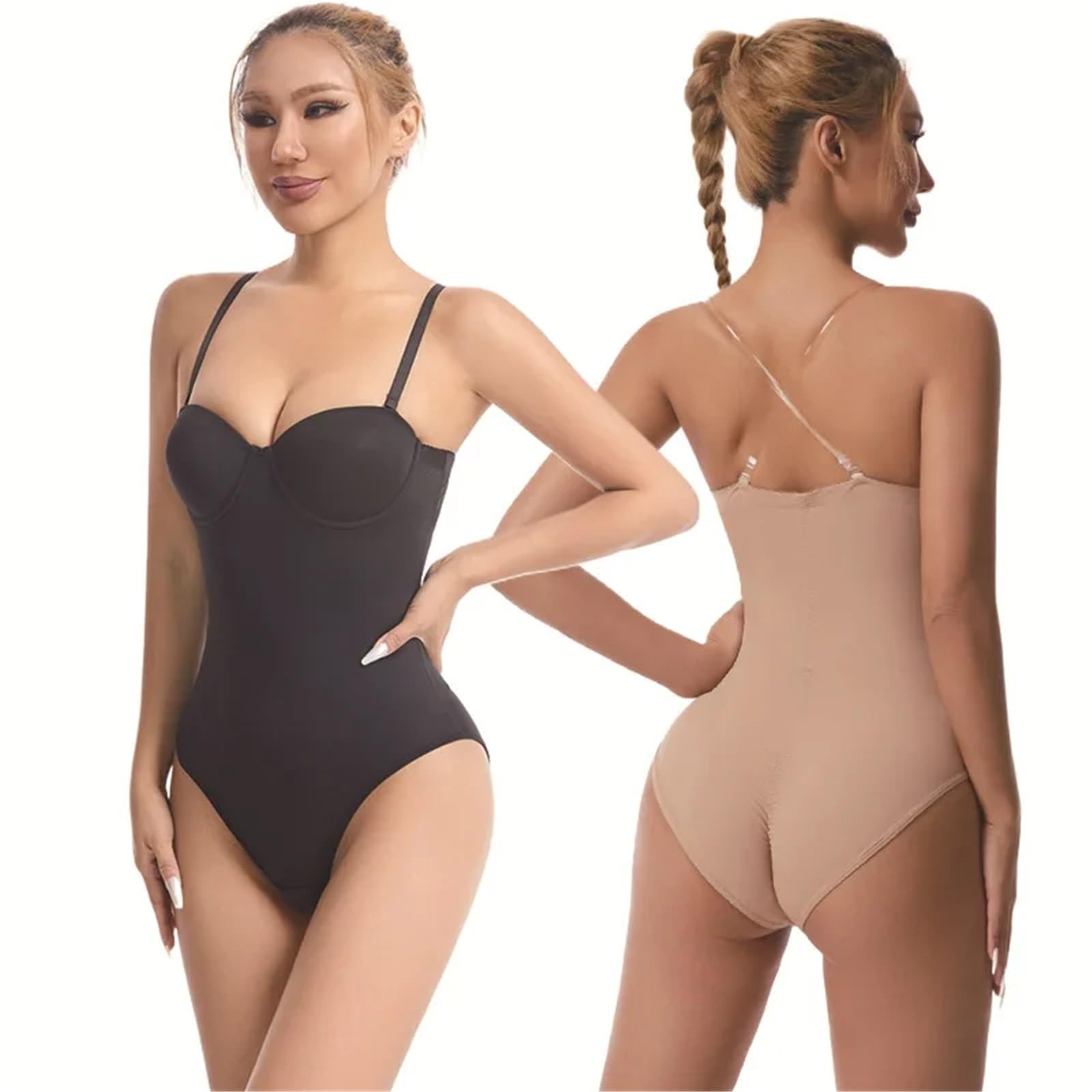 Faja Moldeadora de Verano de Talla Grande for Mujer, con Aros de Acero, Sujetador, Mono, Vestido, sin Tirantes, sin Costuras Adecuado para Fiestas, Trabajo, Bodas(Beige,M)