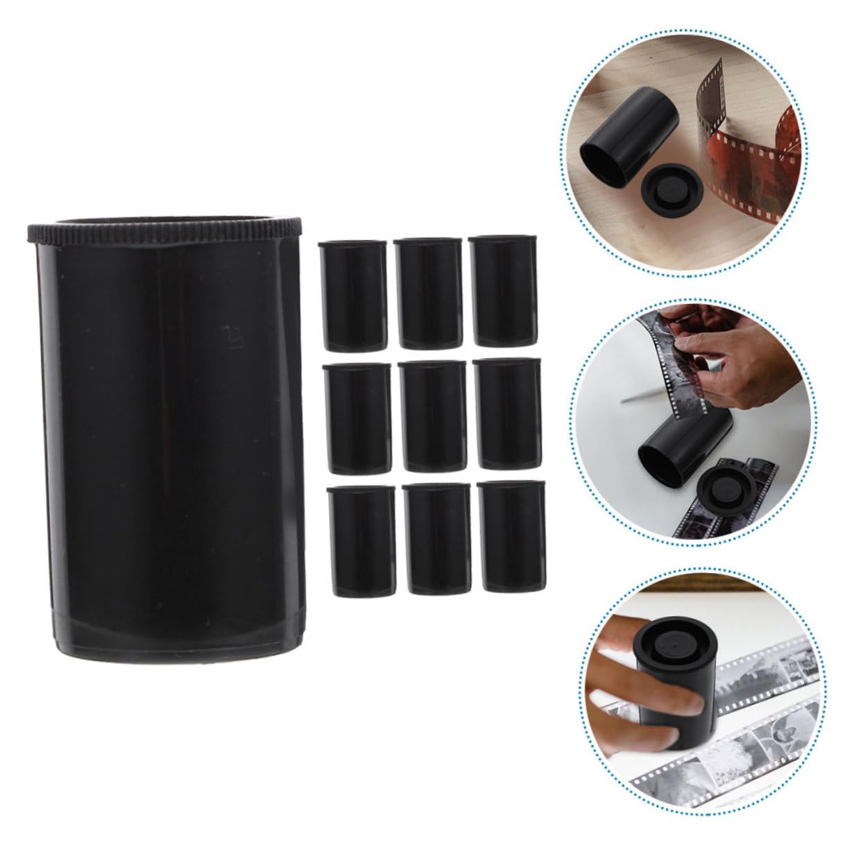 WOONEKY 10pcs Film Box Camera Reel Canister Film Canisters Black Empty Camera Reel Container Film Canisters Case Film Canisters with Caps Camera Film Canister Plastic Bait Box Bulk