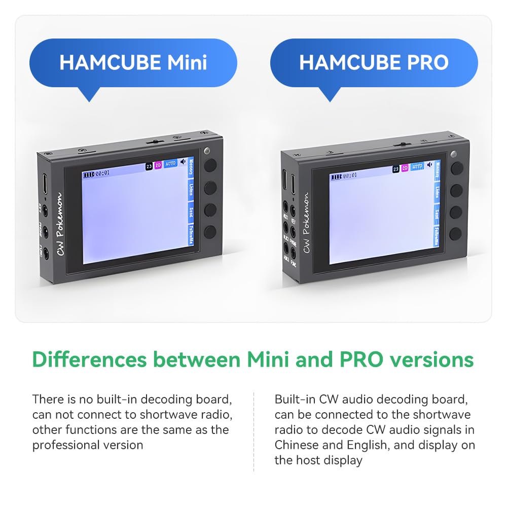 Hamcube, Mini CW Trainer con display per esercitazioni telegrafiche, per l'invio di codice Morse, per l'invio di copia e decodifica (Pro)
