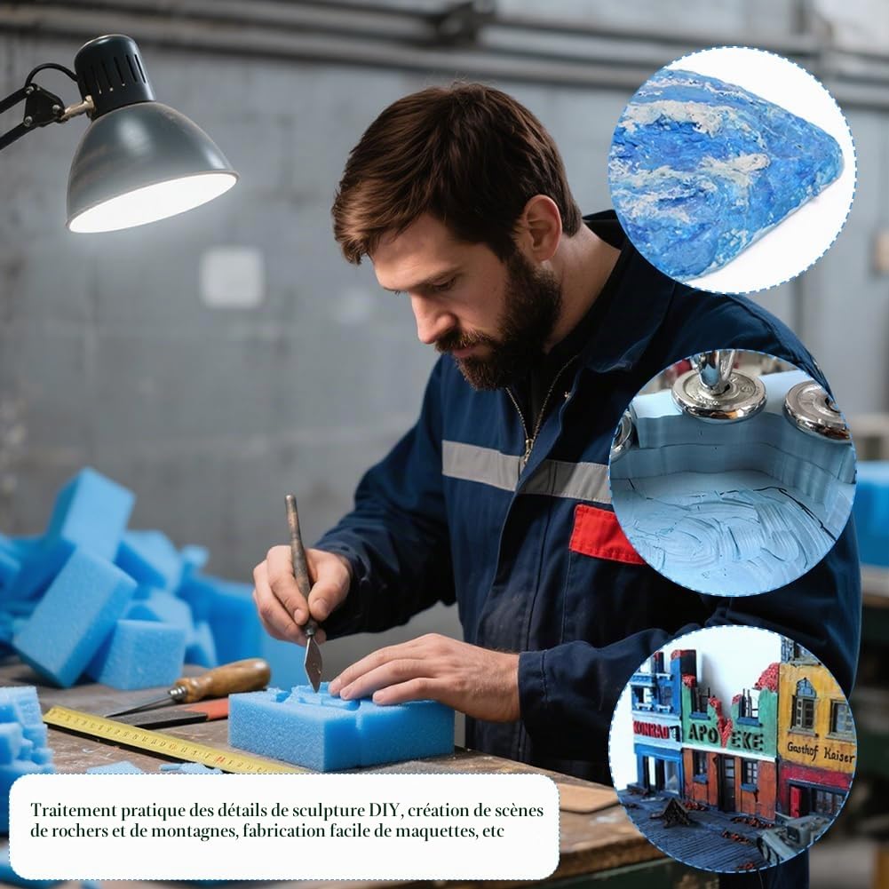 Lot de 6 plaques en mousse rigide faites à la main - Matériau de modèle DIY - Plaque de mousse rigide bleue - Plaque de polystyrène pour modélisation de paysage (20 mm)